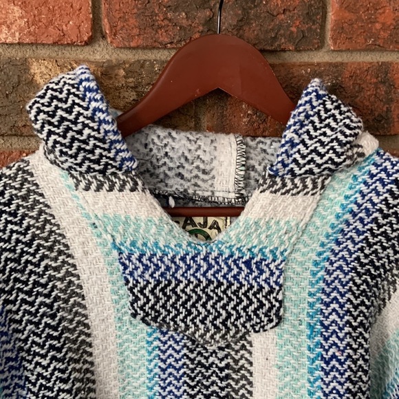 Baja Joe Black & Blue Woven Pullover Hoodie Jacket - Picture 2 of 5